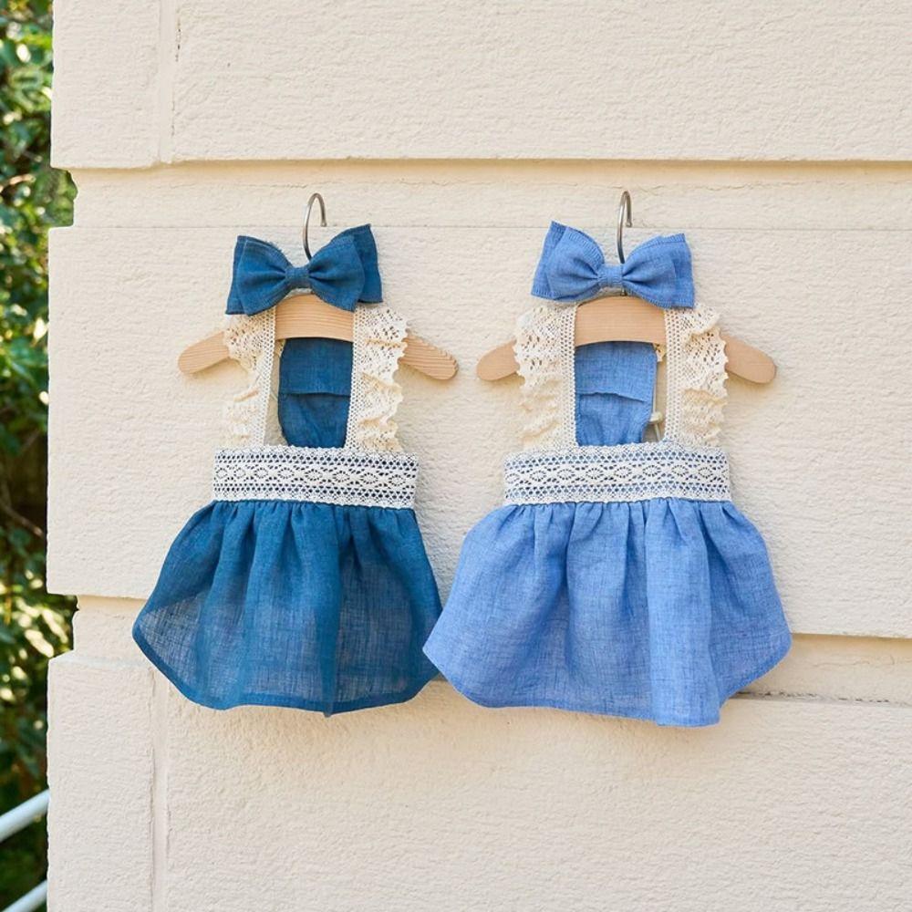 Lace Pet Clothes Breathable Dog Vest Fashion Pet Lace Denim Dress  Kittens