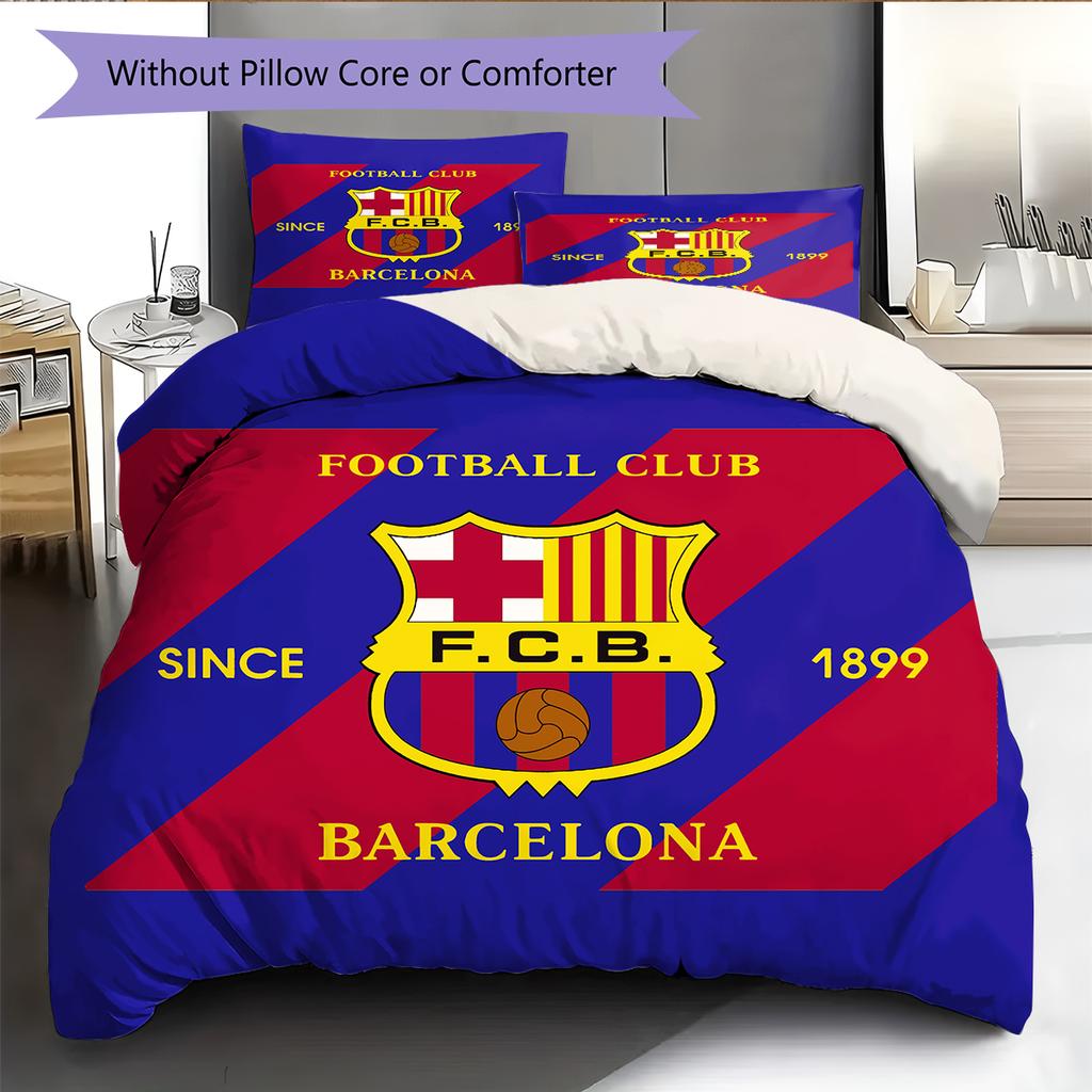 Povlečení s motivem FC Barcelona Domácí dekorace Narozeninový dárek (1 * povlak na přikrývku + 2 * povlak na polštář, bez výplně)
