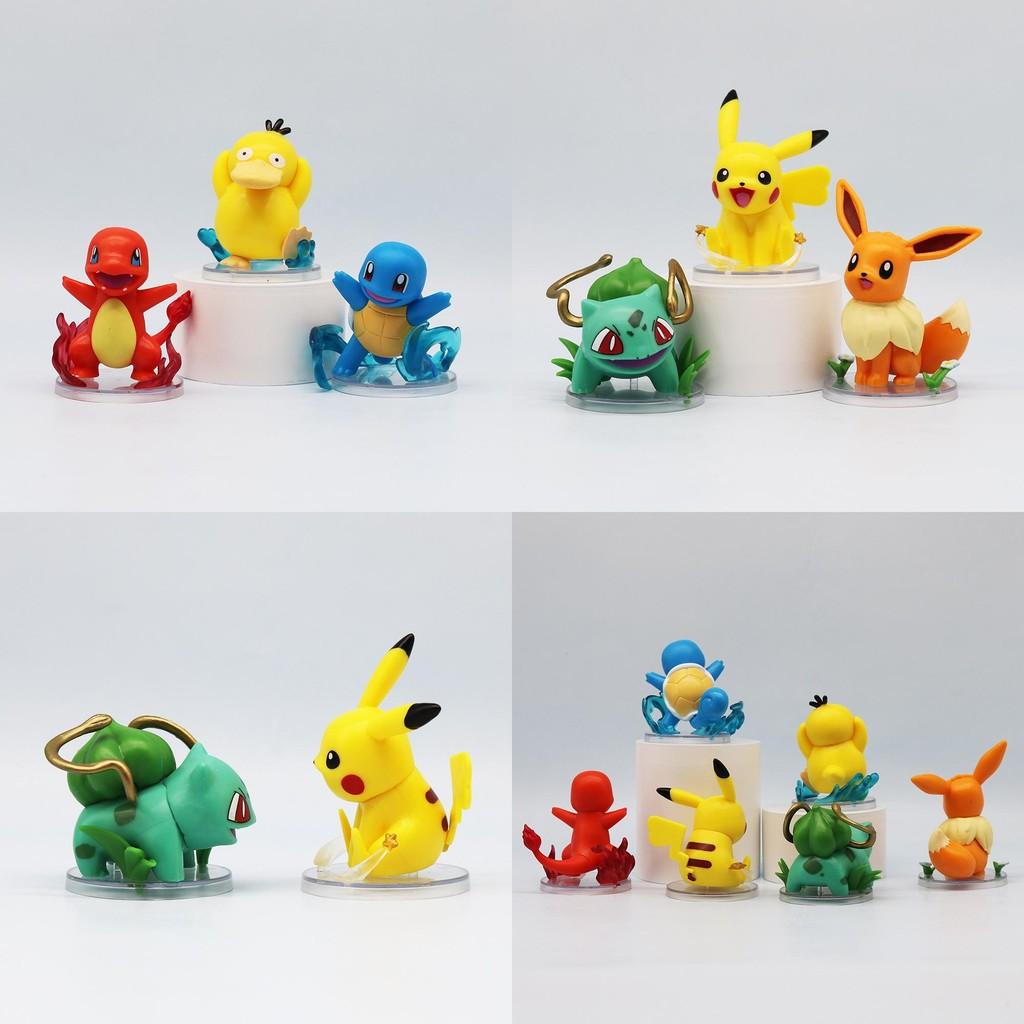 Psyduck Bulbasaur Charmander Squirtle Eevee Model Doll Set Ornament