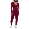 Fashion Women  Lady Split 2 Piece Sports Suit Set Casual Solid Color Suit