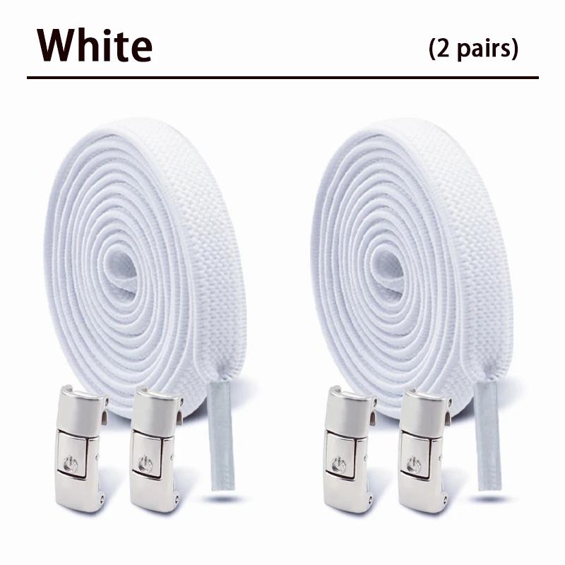 1/2Pair 8MM Flat No Tie Shoelaces Elastic Shoelace Metal Buckle Shoelaces Without Ties Sneakers Children Laces Shoe Accessories