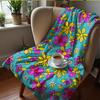 Cute Xmas Cocoa Wreath Cartoon Anime Print Flannel Blanket Soft Warm Throw for Kids Bedroom Sofa Christmas Office Car