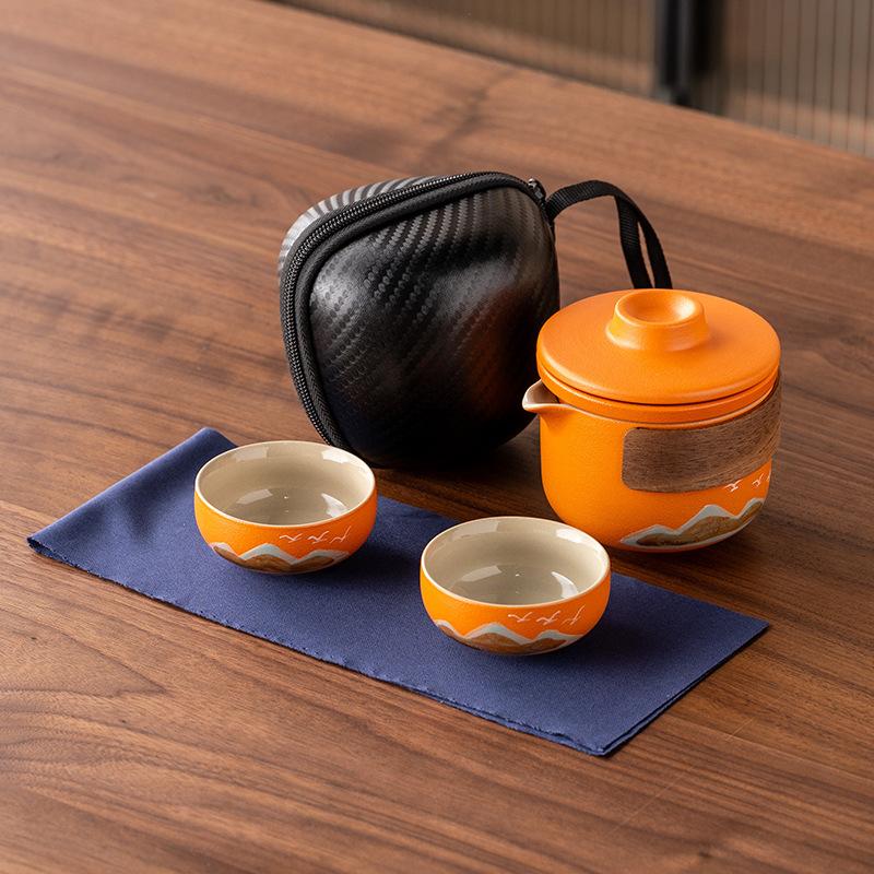 Hand-painted New Chinese High-end Gift Tea Set, One Pot and Four Cups Set, Light Luxury Gift Box, and the Whole Set of Gifts.