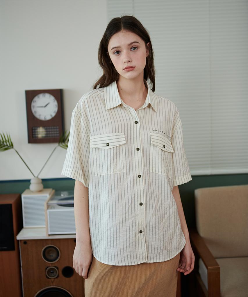 Eoboneoseu Striped Pocket Shirt [Ivory]