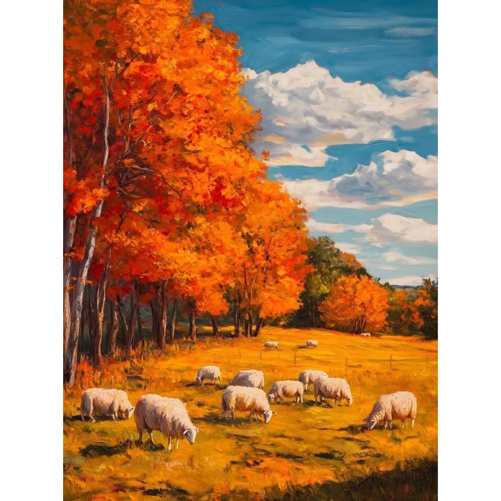 Красочный постер с пейзажем луга Минималистичная природа Поле диких цветов Деревенская картина на холсте Настенное искусство Ферма Гостиная Домашний декор 21X30cm Unframed