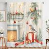 2pcs,2D Plane Printing Print Curtains Christmas Bird Candle Ornament Fireplace Polyester Woven (without Rod) All Seasons Ldeal