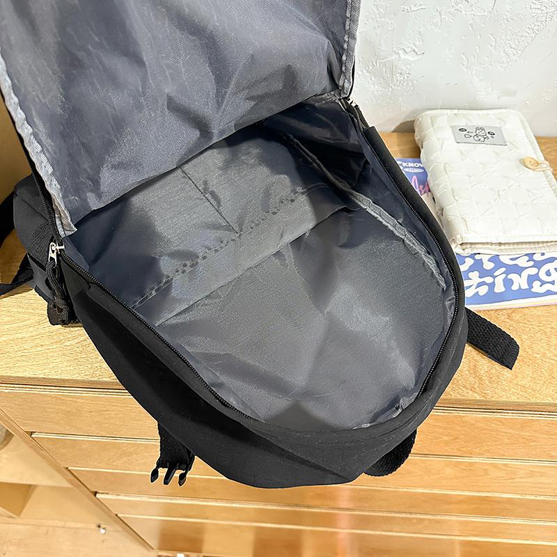 Solid Color Schoolbag Women's Large Capacity Travel Backpack Student Backpack