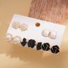 Ten-piece Set of Oil Drop Pearl Bow Flower Square Silver Needle Stud Earrings Retro Simple Earrings