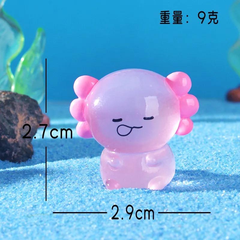 6Pcs Luminous Mini Resin Pink Axolotl Tiny For Diy Craft Garden Landscape Dollhouse Ornament Potted Plants Decorations