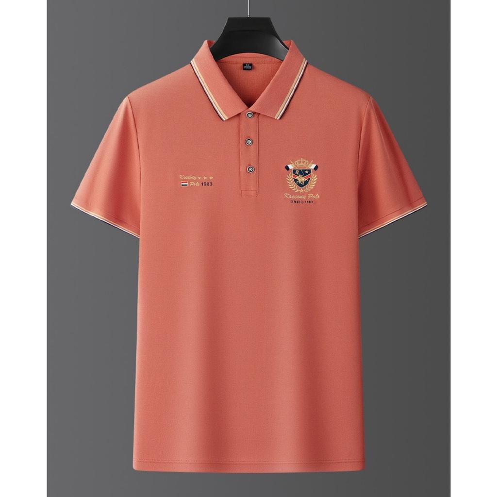 Trend Hub Polo pentru bărbați, casual, cu mânecă scurtă, brodat, la modă, culoare solidă