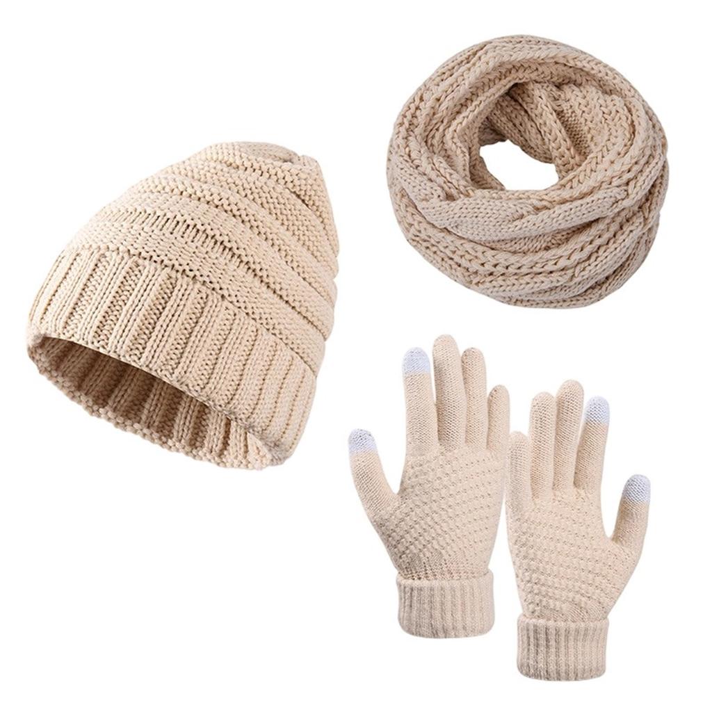 Knitted Hat, Scarf And Gloves Three-piece Set Knitted Imitation Cashmere Wool Scarf And Hat Set