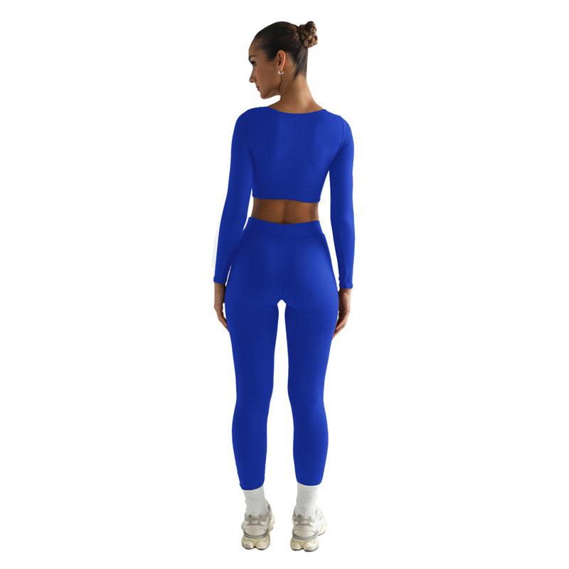 2024 Winter Women's Solid Color Long Sleeve Square Neck Two-Piece Slim Fit Fashion Suit