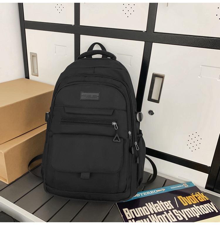 Schoolbag high-value simple casual couple travel backpack large capacity junior high school students multi-compartment backpack men