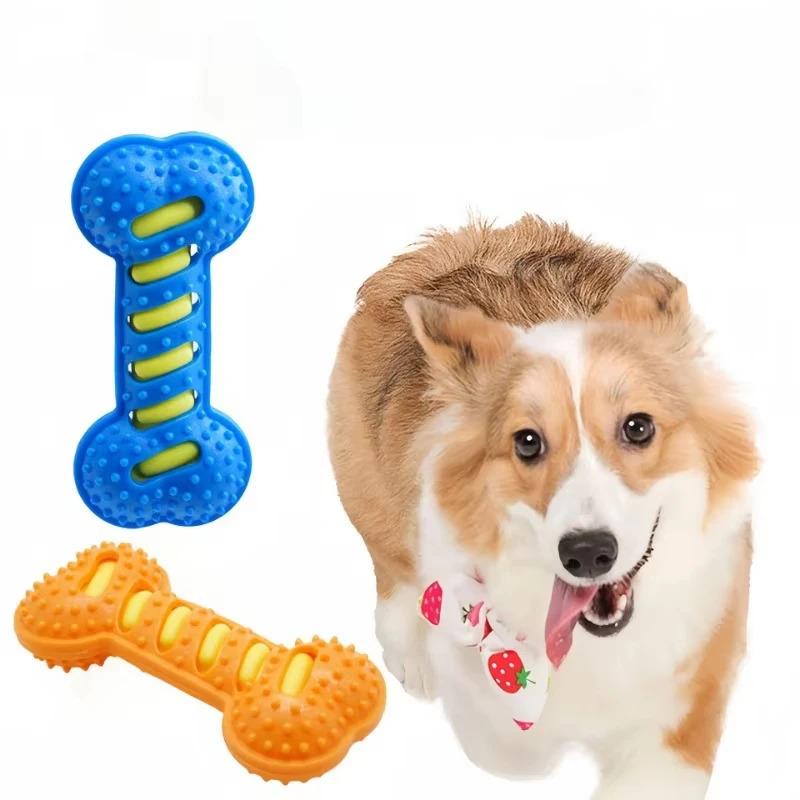 Squeaky Interactive Dog Chew Toys for Puppies and Adult Dogs Durable Bite Resistant Rubber Bone Chewing Toy Puppy Teething