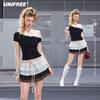 Women's Lace Trim Asymmetrical Collar Slim T-shirt