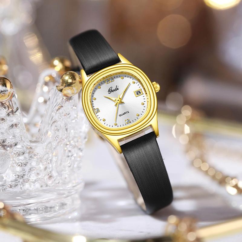 Small Student Watch Niche High-End Calendar Watch Women'S Light Luxury High-Value Oval Watch