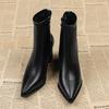 Autumn Winter Vintage Pointed Toe Women Ankle Boots Sexy Thick Heels Shoes Street Style Banquet Party Dress Short Botas Mujer