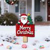 Santa Snowman Holiday Yard Stake Handcrafted Wooden Door Plaque For Seasonal Celebration Party Decoration