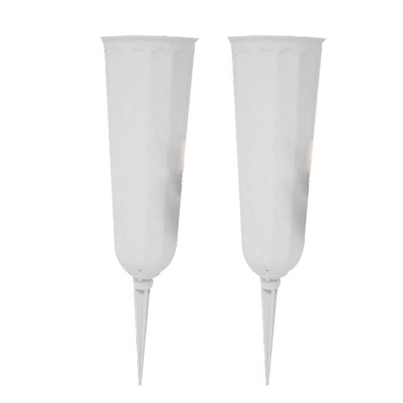

2Pack Grave Vases Artificial Flowers Fixing Plastic Base Memorial Flower Vases for Lawn Graveside Outdoor Use Holders белый