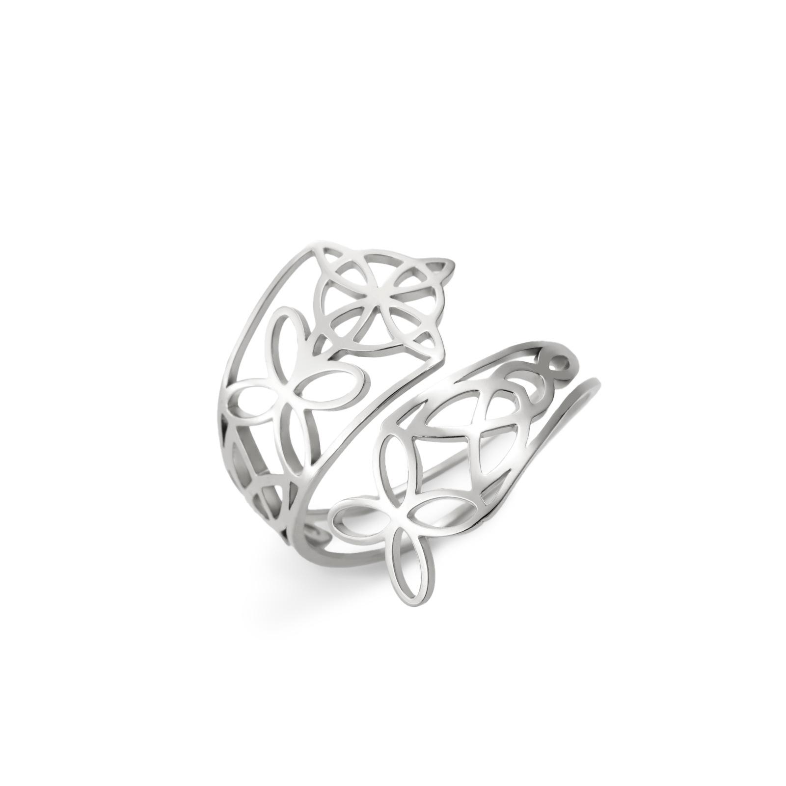 

Simple Titanium Steel Cut-Out Open Witch Knot Ring for Women Fashion Jewelry