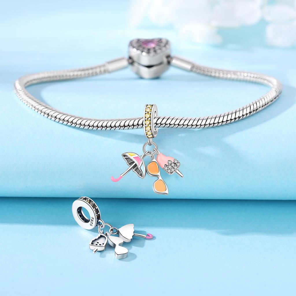 New Copper Sunshade Sunglasses Ice Cream Summer Pendant Bead Compatible With Authentic Charm Bead Charms Bracelets Jewerly Accessories Gifts