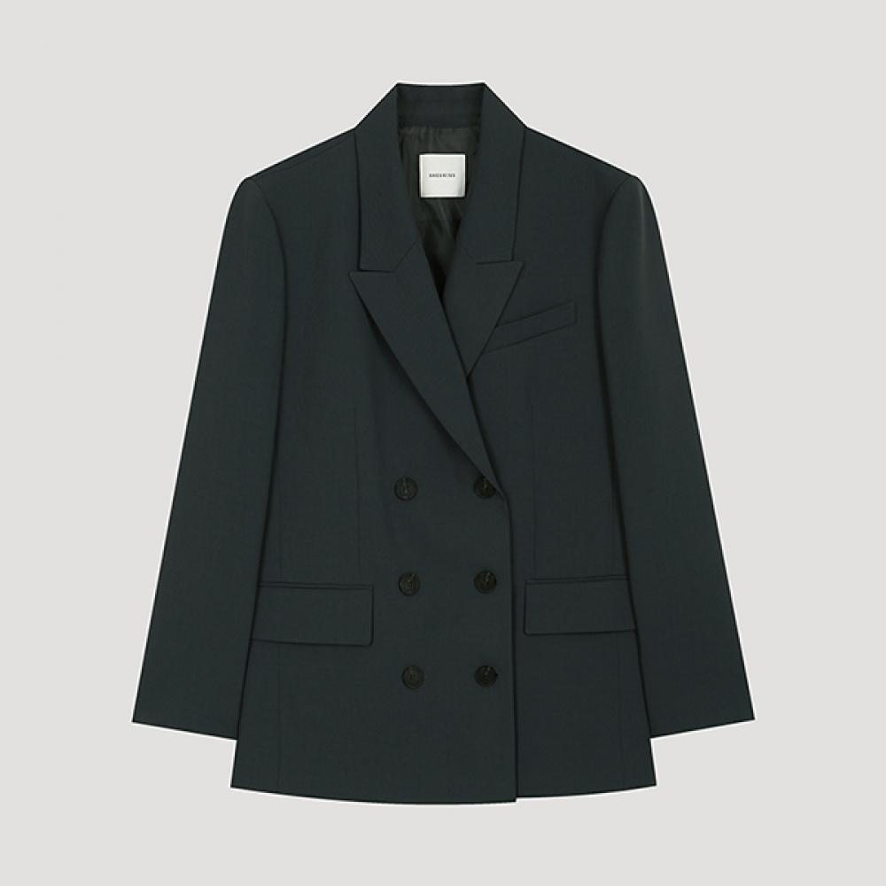 

[Она S miSS] свободный крой сзади пуговицы двойной пиджак Swwjko12040 Dg dark gray/55