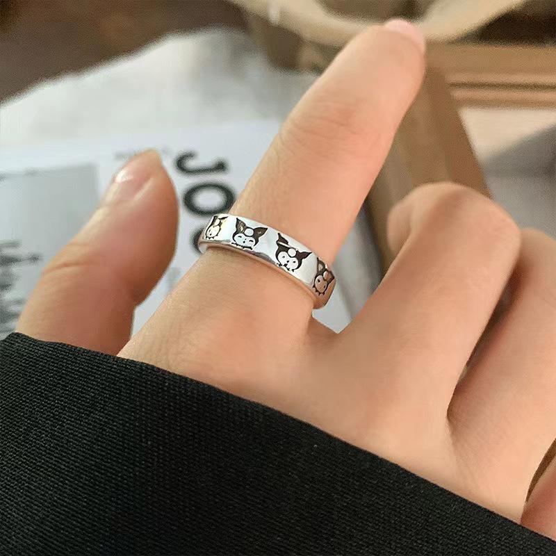 Cute Pochacco Hello Kitty Finger Ring Anime Kawaii Sanrio Cartoon Couple Ring Hand Jewelry Accessories For Girls Christmas Gifts