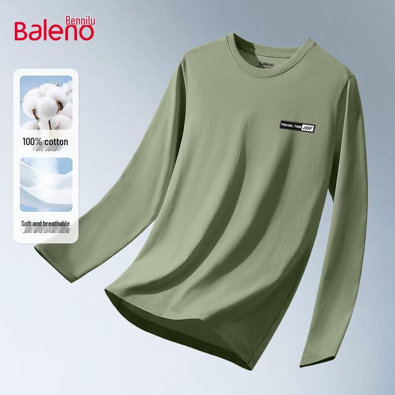 

Baleno Men s 220G Heavyweight Pure Cotton Loose Long Sleeve T-Shirt XL