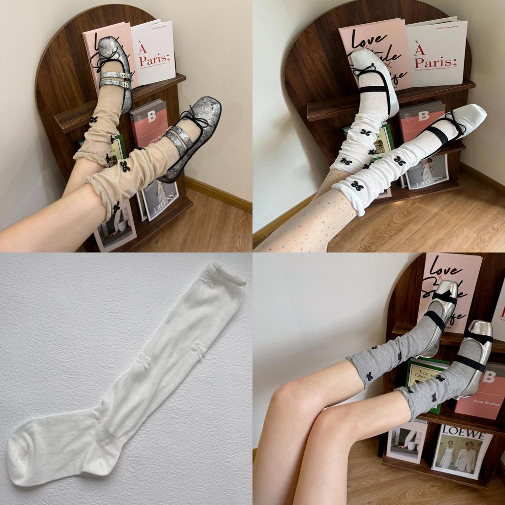 Korean Influencer Style Bowknot Socks For Women Summer Lightweight Cotton Youth Casual Wear