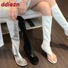 Fashion Fashion Zippers Women Knee High Boots Shoes With Low Heel Female Open Toe Footwear Ladies Heeled Sandals Booties Flip Flops