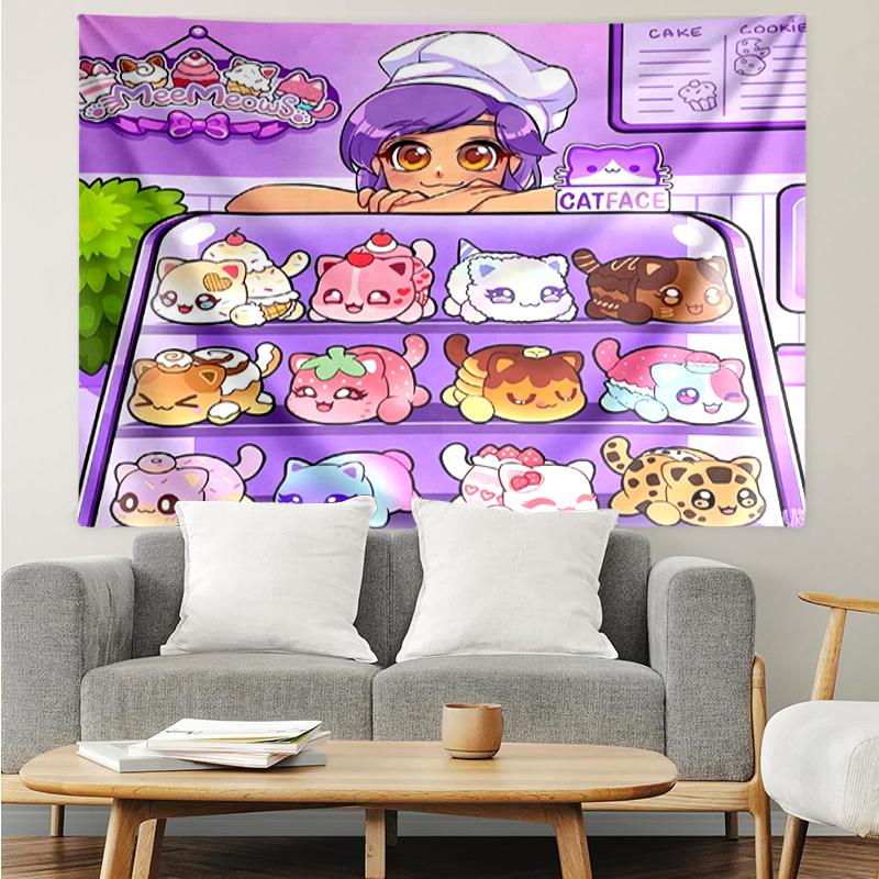 Aphmau Print Tapestry, Backdrop, Easy Setup, Ideal for Bedroom, Office & Living Room, with Aesthetic Wall Hanging Decor.