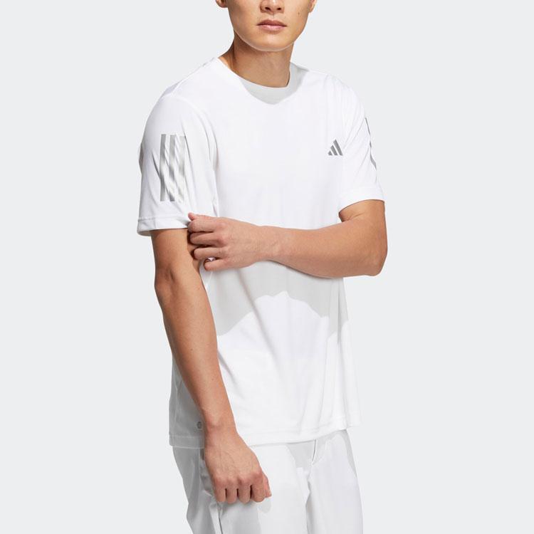 Adidas Aeroready Core T-Shirt With Striped Cuffs Casual Breathable Crew Neck Short Sleeve Men Tops White HS9040