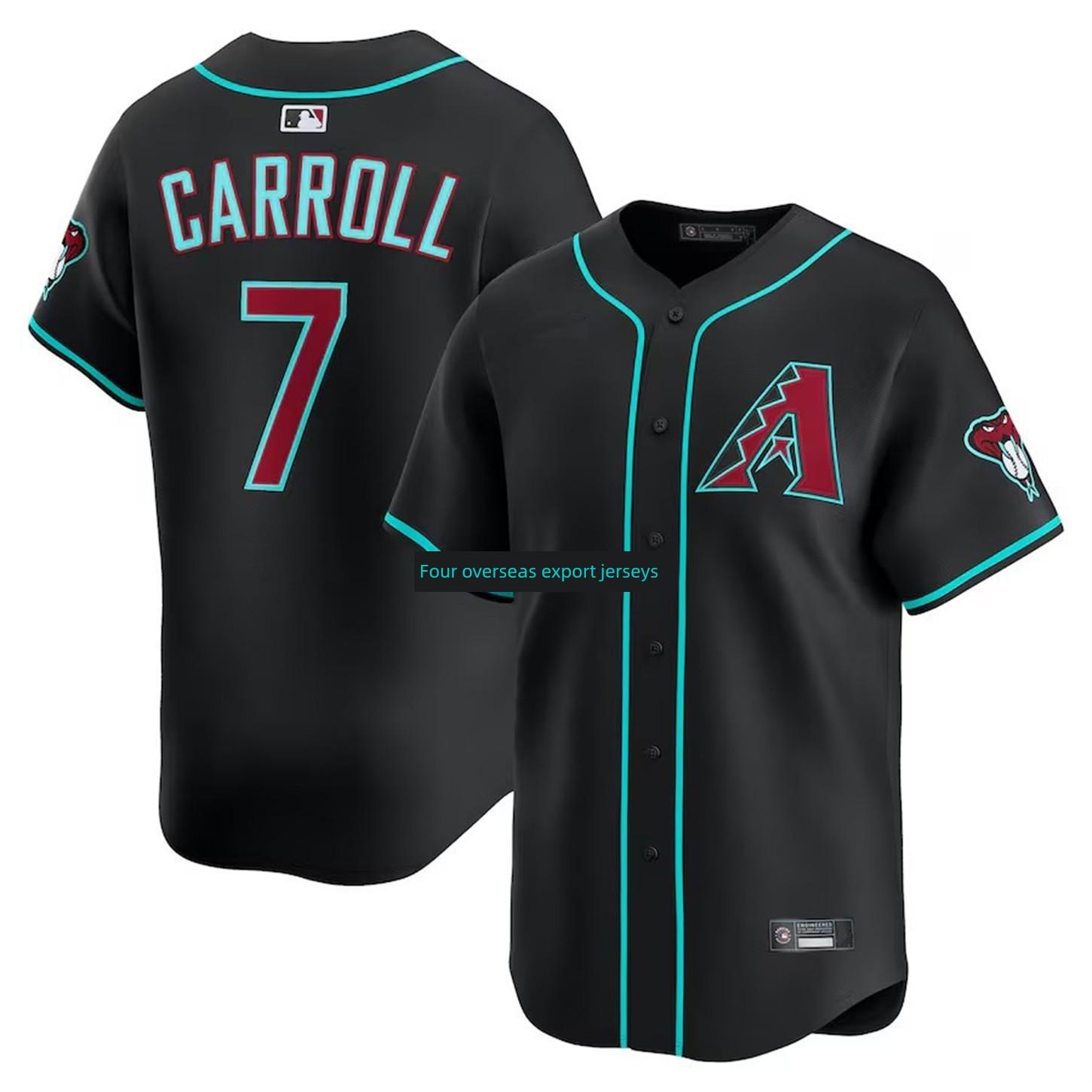 Embroidered Arizona Diamondbacks No. 7 Carroll Men s Jersey Baseball Uniform S, 75KG чёрный