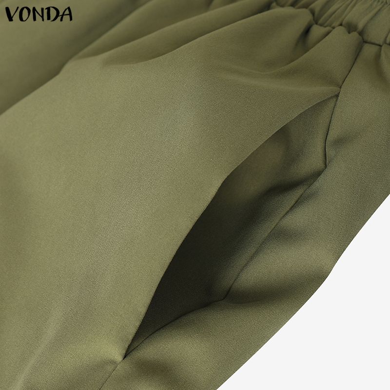 VONDA 2PCS Summer Women Sleeveless Lace Splicing Tank Tops and Shorts Pants Casual Sets