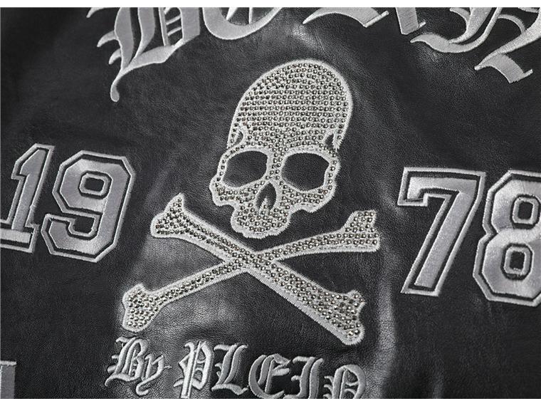 Pánská kožená bunda Philipp Plein se stojáčkem a lebkou - Podzimní/Zimní kolekce