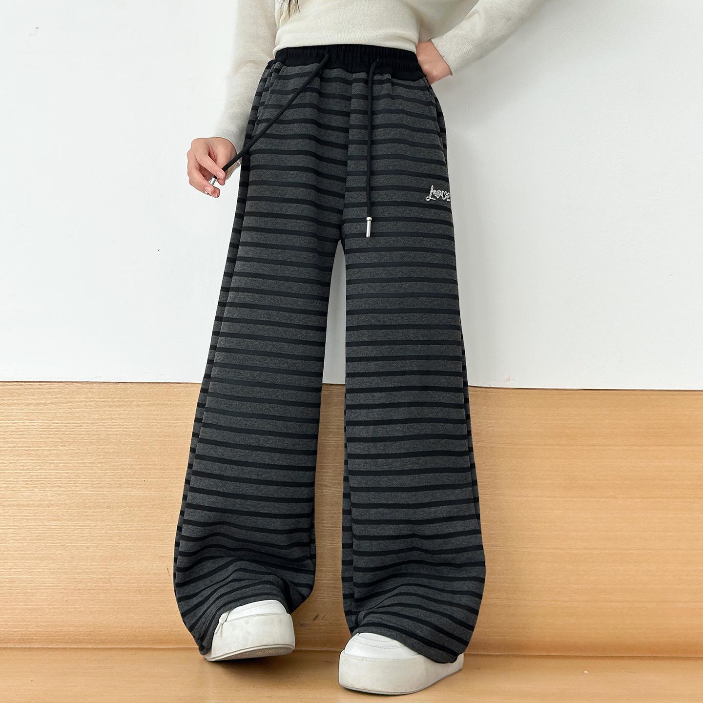 

Полосатые брюки палаццо для девочек на флисовой подкладке - Осень/Зима 2025 Тренд сезона для подростков. 170 cm