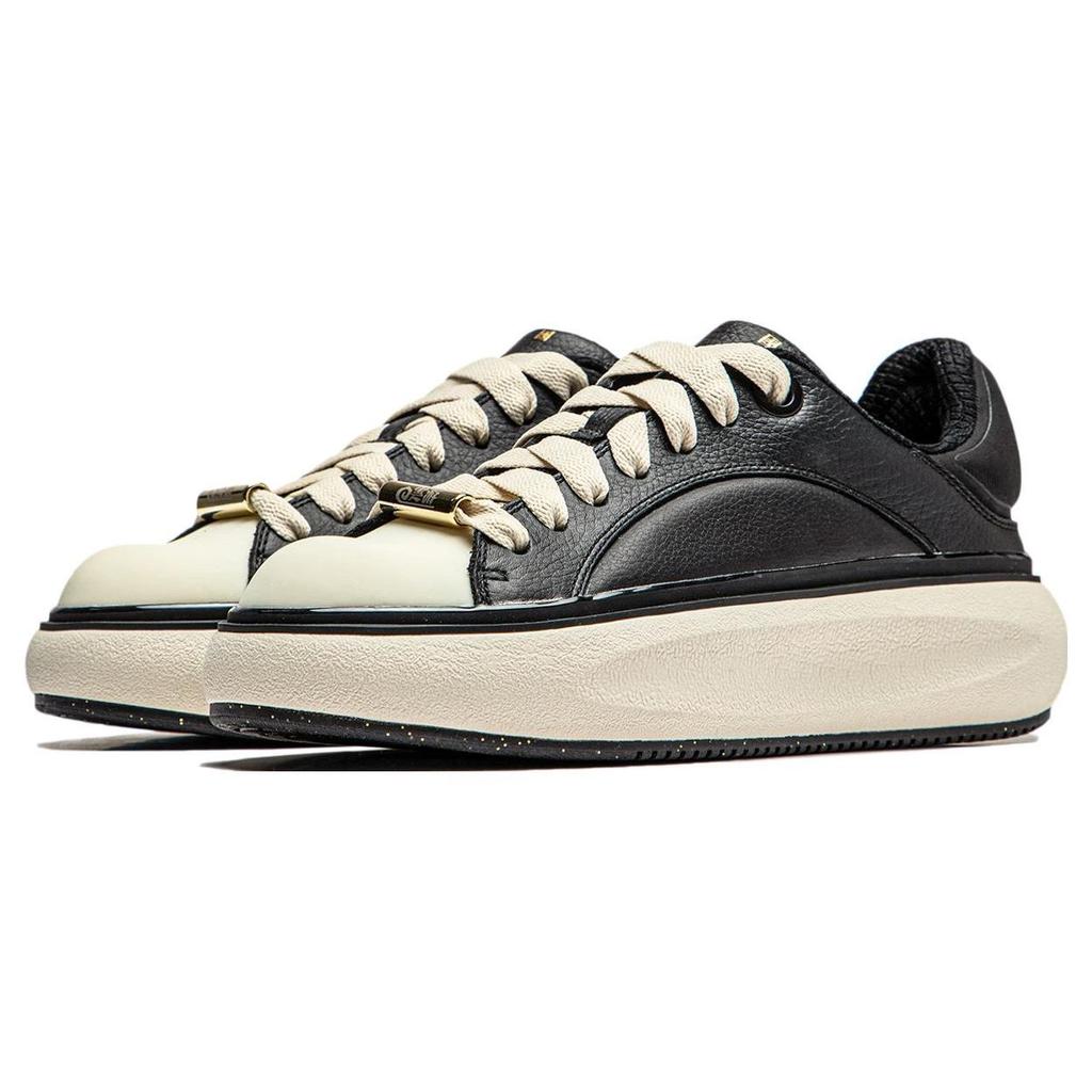Li Ning Cloud Travel C4D Versatile Comfortable Simple Non-Slip Wear-Resistant Low-Top Lifestyle Casual Shoes Women Casual Shoes Black White AZGU038-2