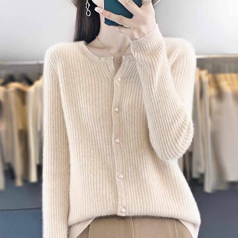 QingHe Kaschmir Damen 30% Kaschmir Cardigan - Weicher & Warmer Wollmischungs Pullover