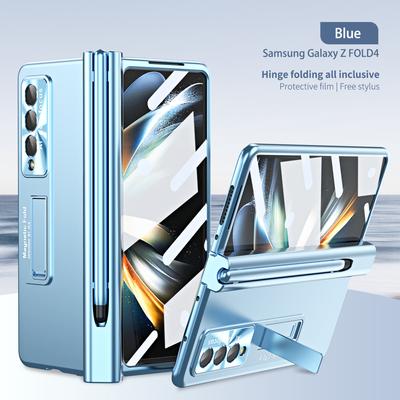 Luxury Magnetic Hinge Bracket Case For Samsung Galaxy Z Fold 5 4 3 5G Cover With S Pen Full Protection With Lens Film For Z Fold3 Fold4