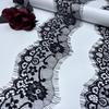 3m x 8cm Black French Chantilly Lace, Non-stretch Narrow Eyelash Lace Trim Fabric for Sewing, Bra, Underwear, Lingerie, Dress, Garment, Crafting