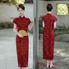 Ai Qi embroidered fashionable young women's long short-sleeved cheongsam spring and summer new improved new Chinese daily cheongsam
