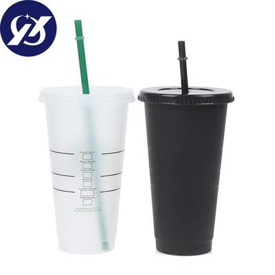 İçecek Kapaklı Renk Değiştiren Saman Kupalar Plastik Bardak Mat Kahve Şişesi Bardak