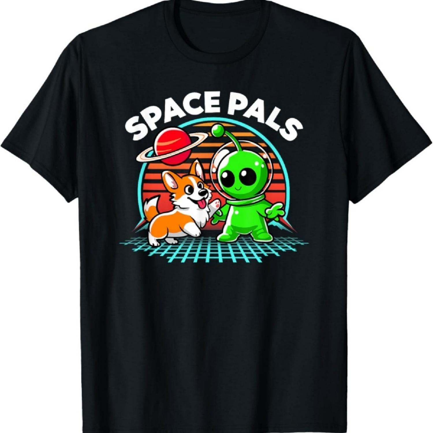Space Pals Cool Interstellar Buddies Alien Martian Corgi Dog T-Shirt XXXXXL чёрный