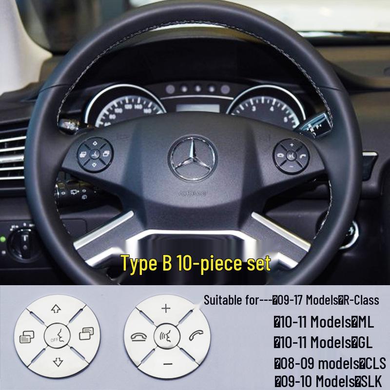 Mercedes C-Class/E-Class Steering Wheel Button Stickers for Interior Modification (W204/C200/E300).