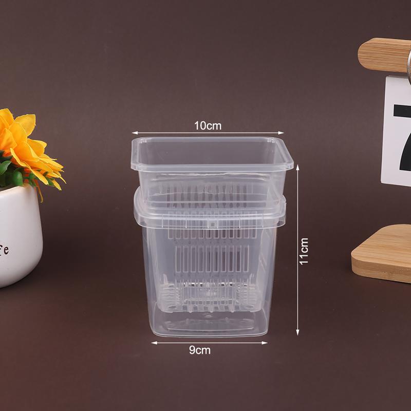 Self Watering Flowerpot Double-Layer Pots For Plants Nursery Pots With Holes Garden Automatic Absorbing Water Root Control Pots Square 10cm