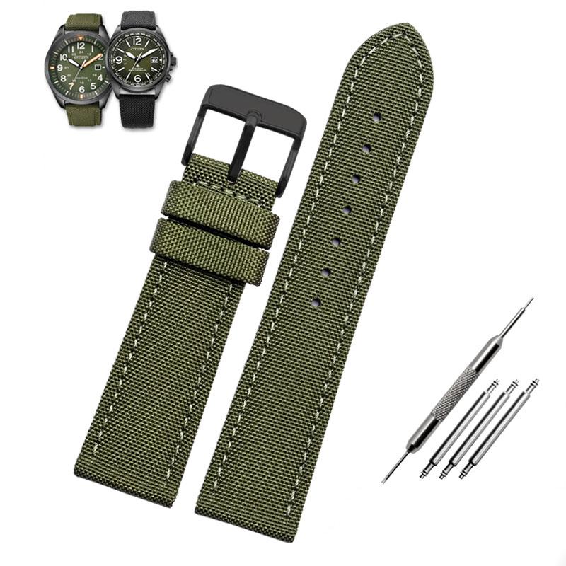 Climbing Nylon Watch watch belt  Citizen BM8475 Timex  Handmade Waterproof canvas watchband 20mm22mm 23mm strap Green blue black