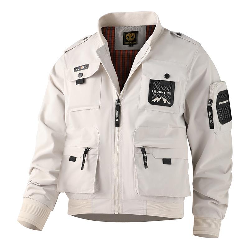 Giacca Militare da Uomo Casual per Esterno Impermeabile con Collo Alto Giubbotti Bomber Cappotto con Tasche Multiple Uomo Zip Frontale Cargo Giacca a Vento da Esercito Capo d'Abbigliamento