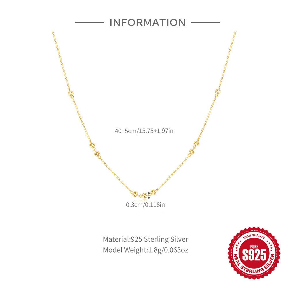S925 Silver Round Necklace Women'S Light Luxury Retro Niche Premium Design Clavicle Neck Chain