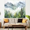 Atrippy Forest Nature Tapestry for Bedroom, Green Misty Foggy Mountain Sage Trees Wall Tapestry