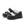 One-character Woven Cool Slippers Summer 2025 New Women's Thick-bottomed Wedge Heel Outer Wear Open-toed Slippers Trend